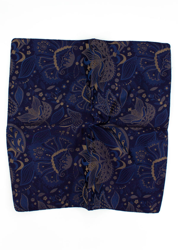 Flora Silk Jacquard Pocket Square - Bronze